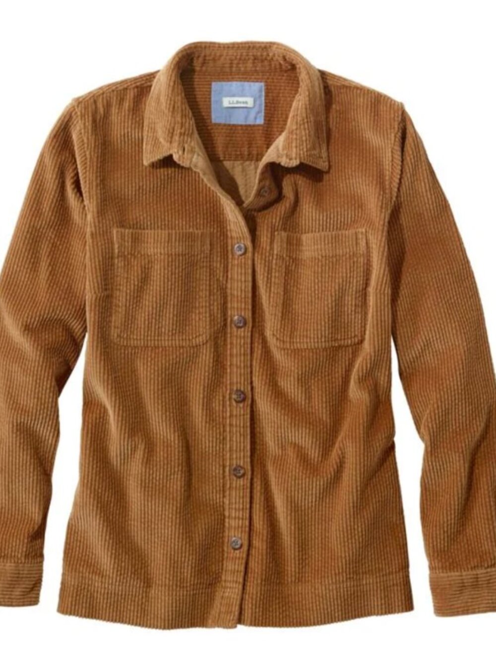 L.L. Bean Women's Comfort Corduroy Relaxed Shirt in Saddle brown